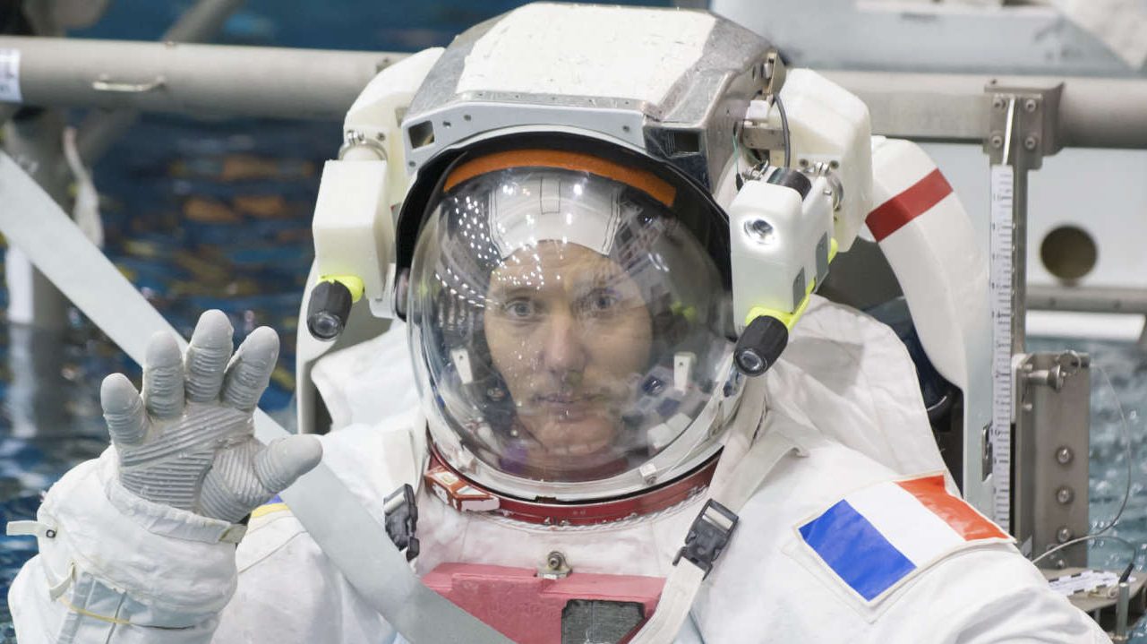 ESA astronauts Luca Parmitano and Thomas Pesquet training together for INC-49/INC-50 ISS EVA Maintenance run