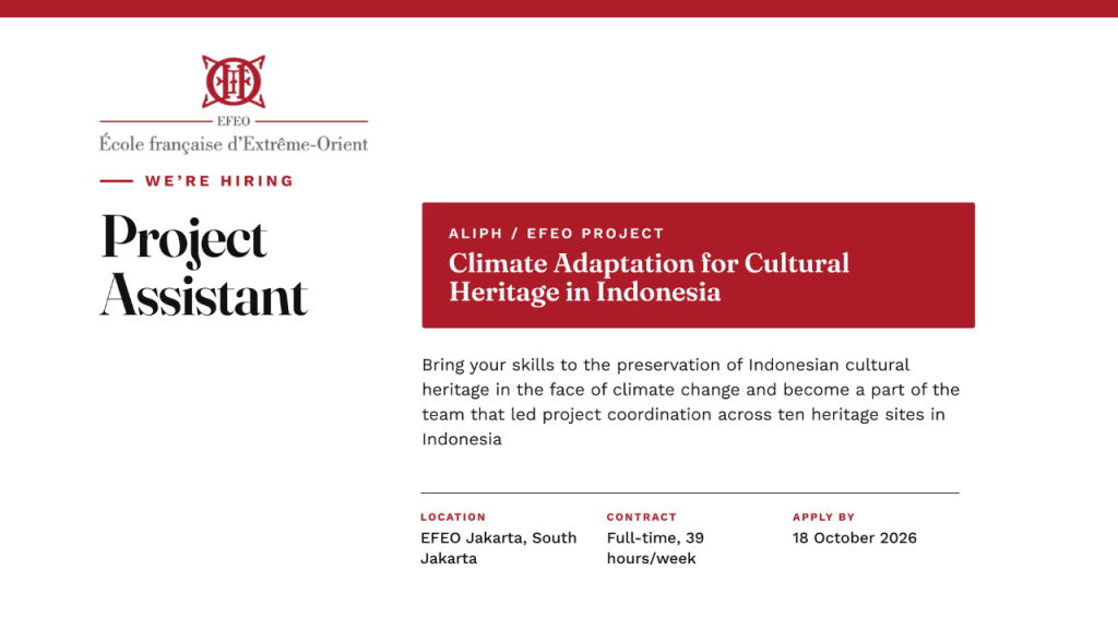 Job Offer from EFEO: Project Assistant for ALIPH Funded Programme